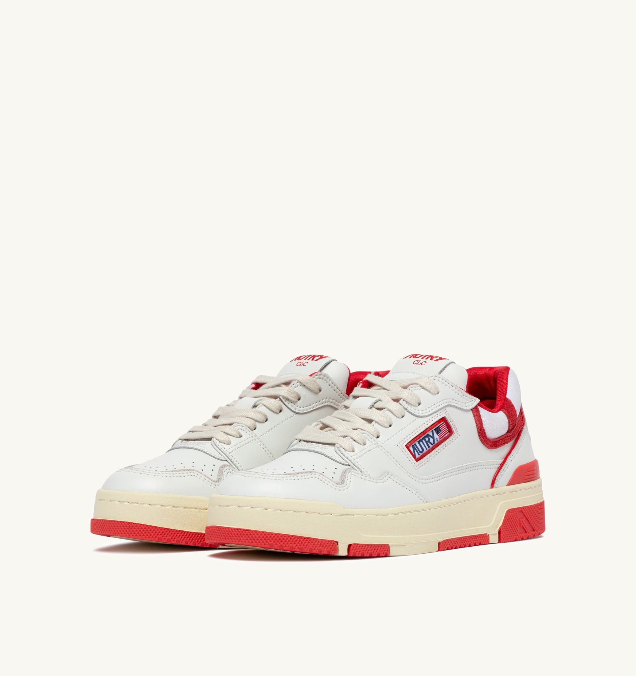 BASKETS CLC LOW EN CUIR BLANC ET VIRGIN RED