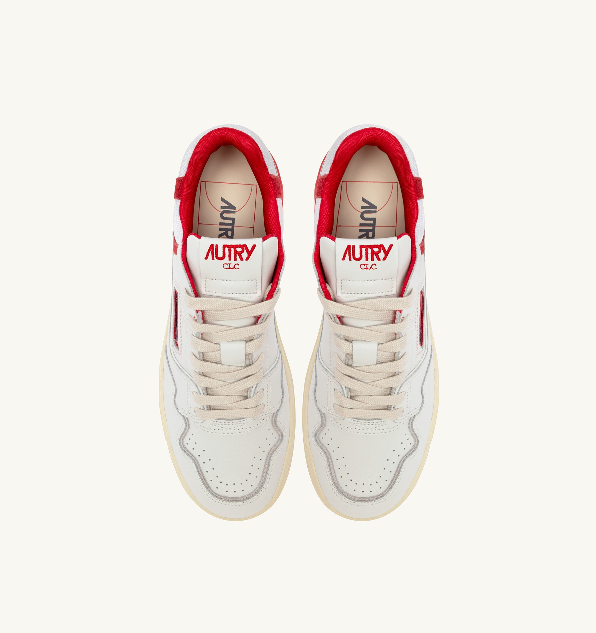 BASKETS CLC LOW EN CUIR BLANC ET VIRGIN RED