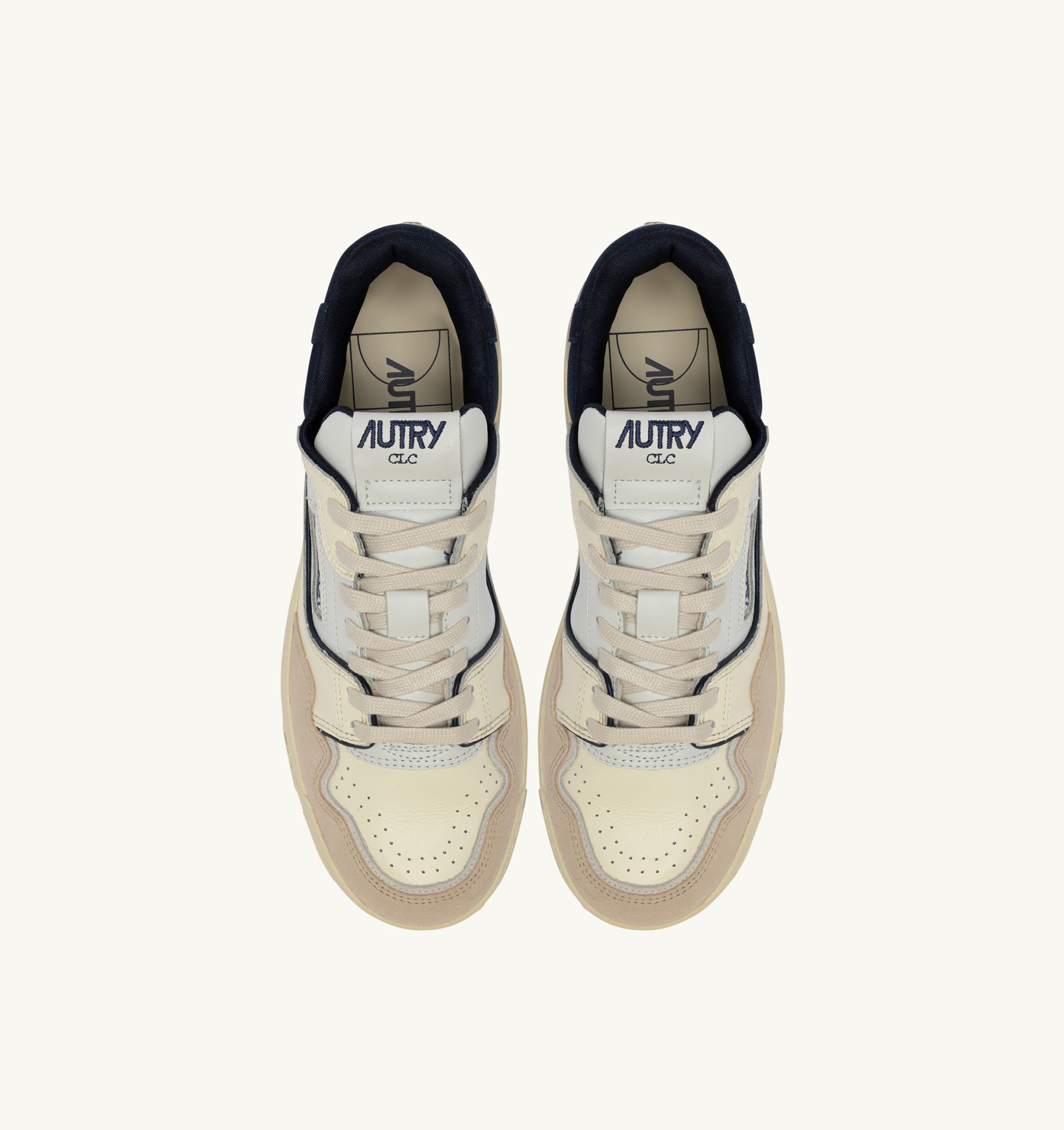 BASKETS CLC LOW EN CUIR ET DAIM BLANC SAND ET SPACE BLUE