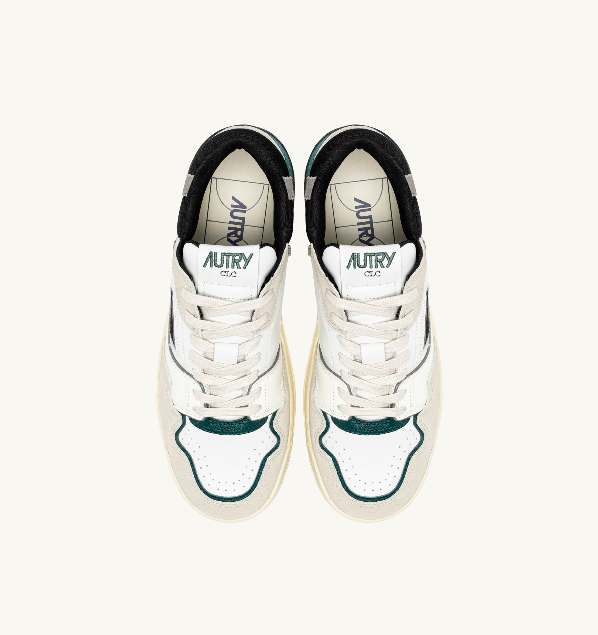 BASKETS CLC LOW EN DAIM ET CUIR BLANC ET FOREST