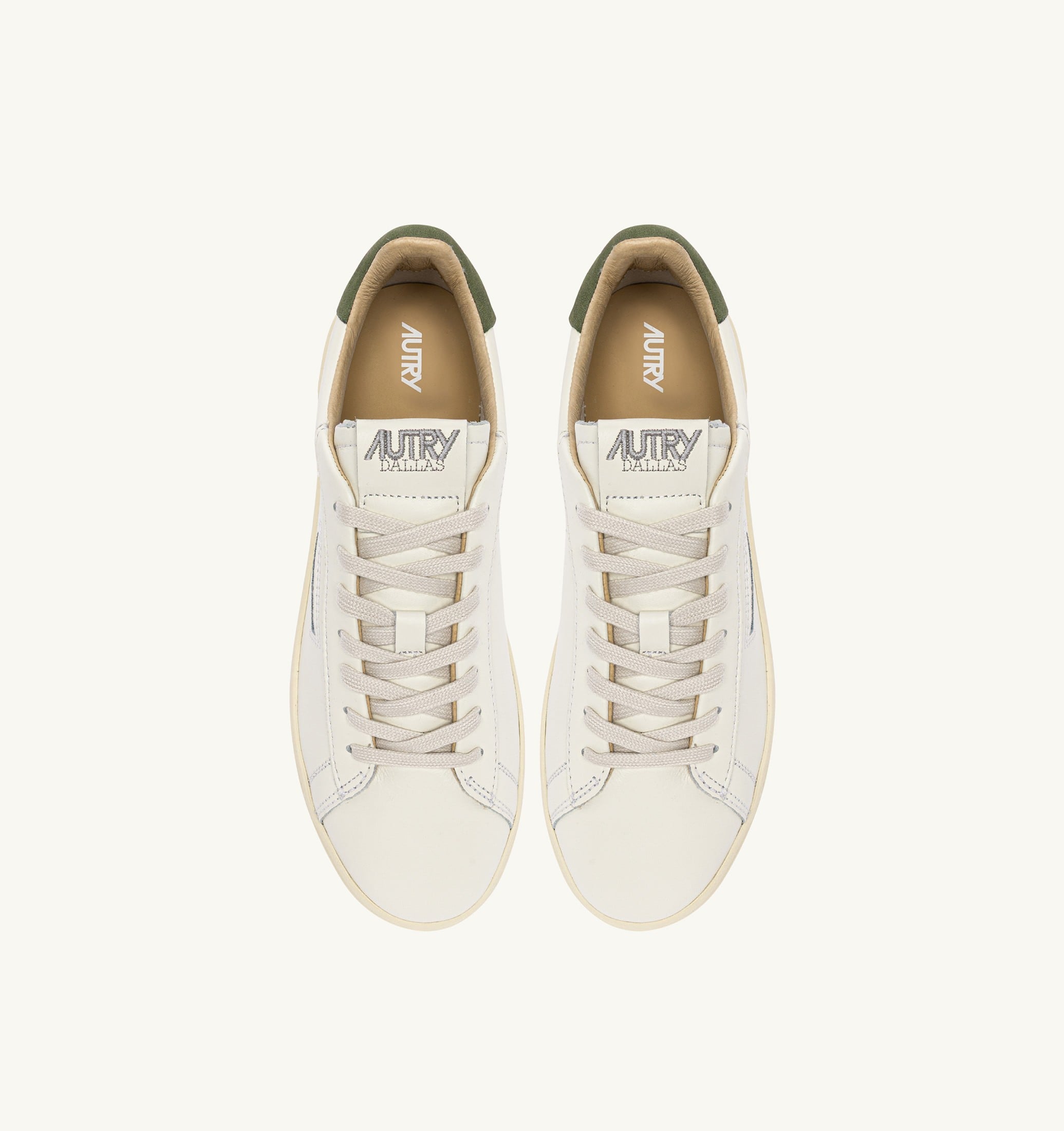 BASKETS DALLAS LOW EN CUIR LODEN GREEN ET MARSHMALLOW