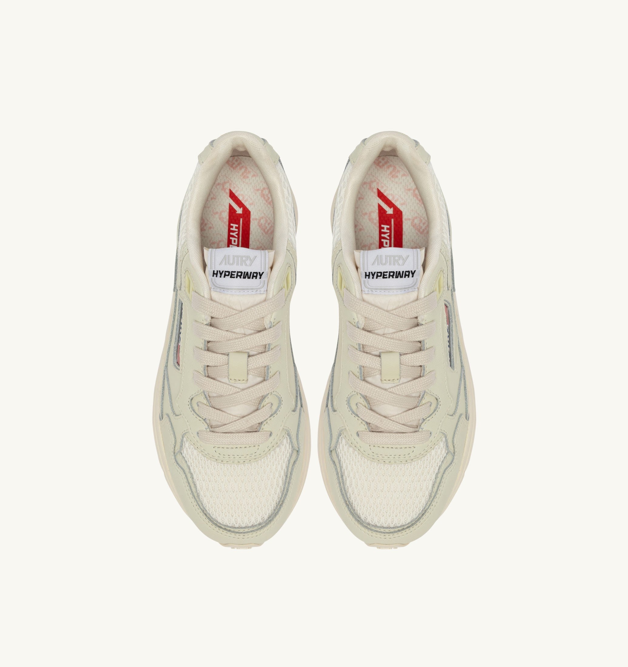 BASKETS HYPERWAY EN MESH ET CUIR NAPPA WHISPER WHITE
