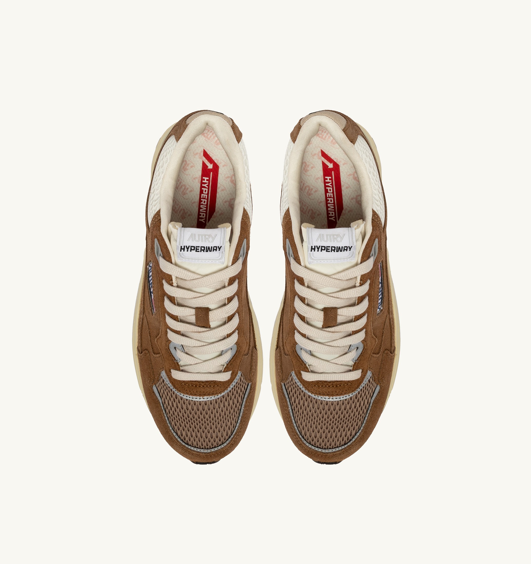 BASKETS HYPERWAY EN MESH ET DAIM CIGAR ET ARGENT