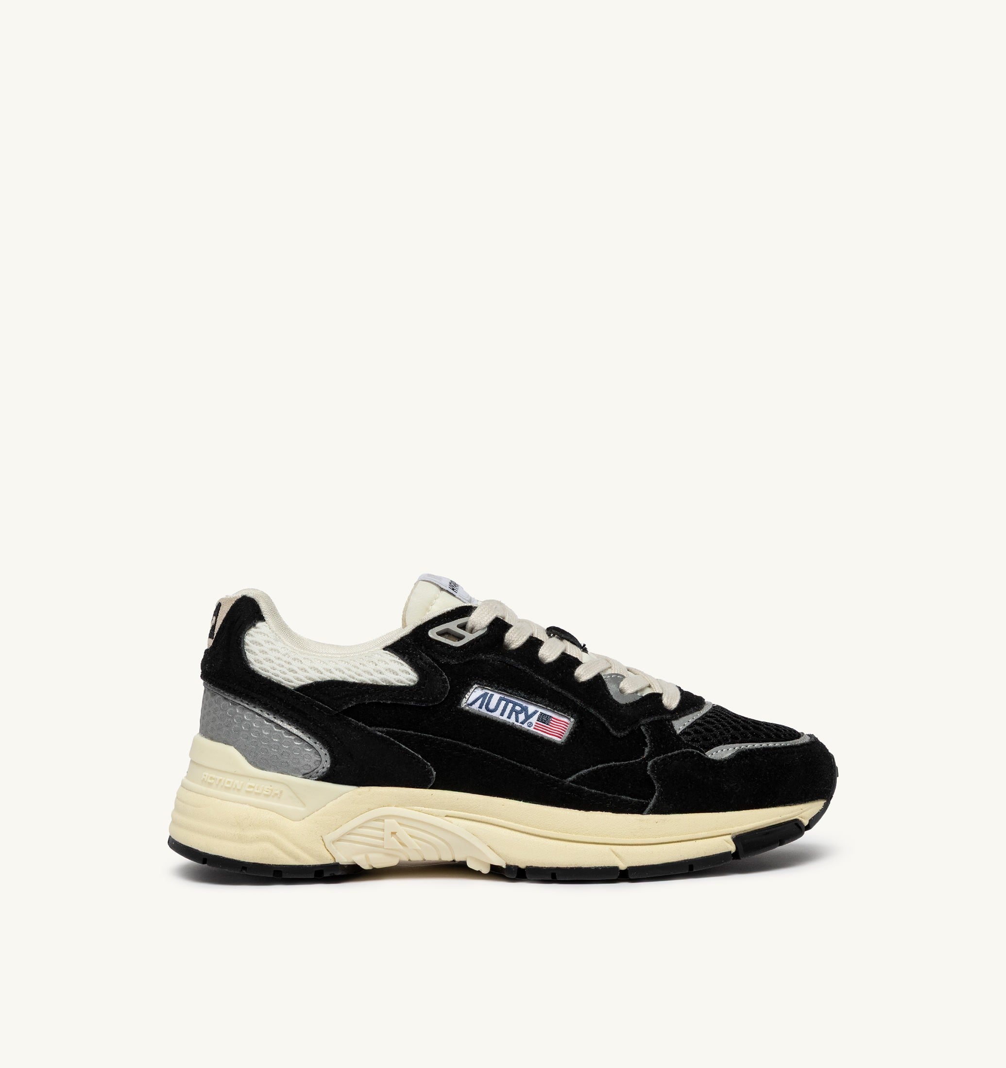 BASKETS HYPERWAY EN MESH ET DAIM NOIR ET ARGENT