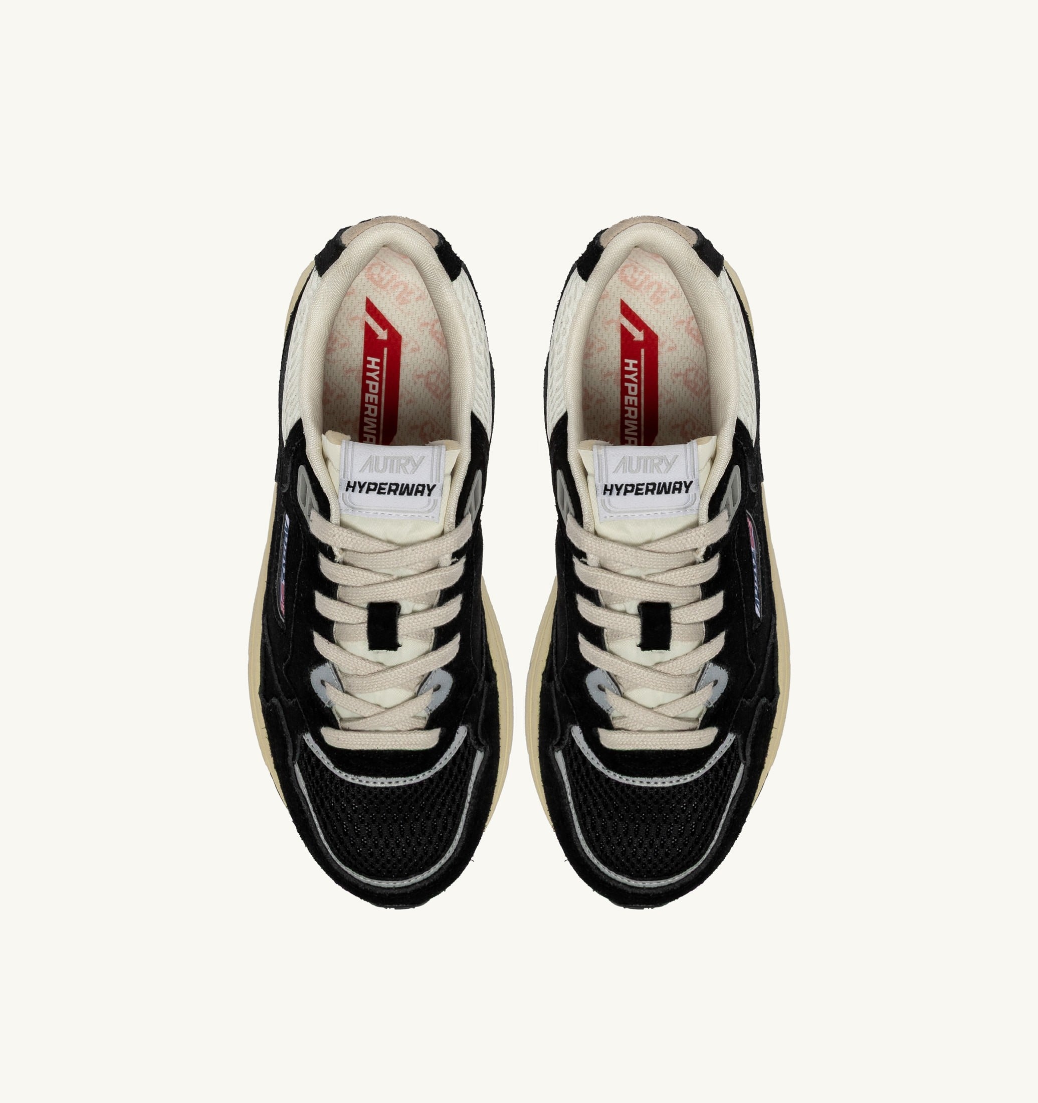 BASKETS HYPERWAY EN MESH ET DAIM NOIR ET ARGENT