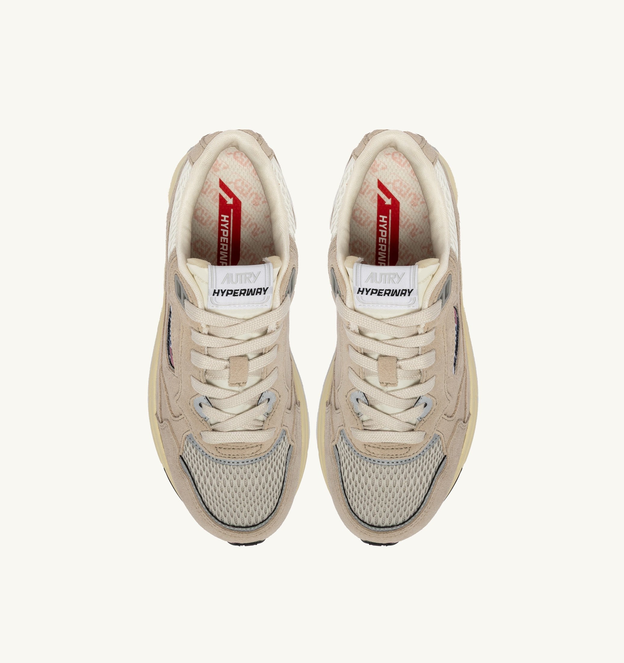 BASKETS HYPERWAY EN MESH ET DAIM SAND ET ARGENT