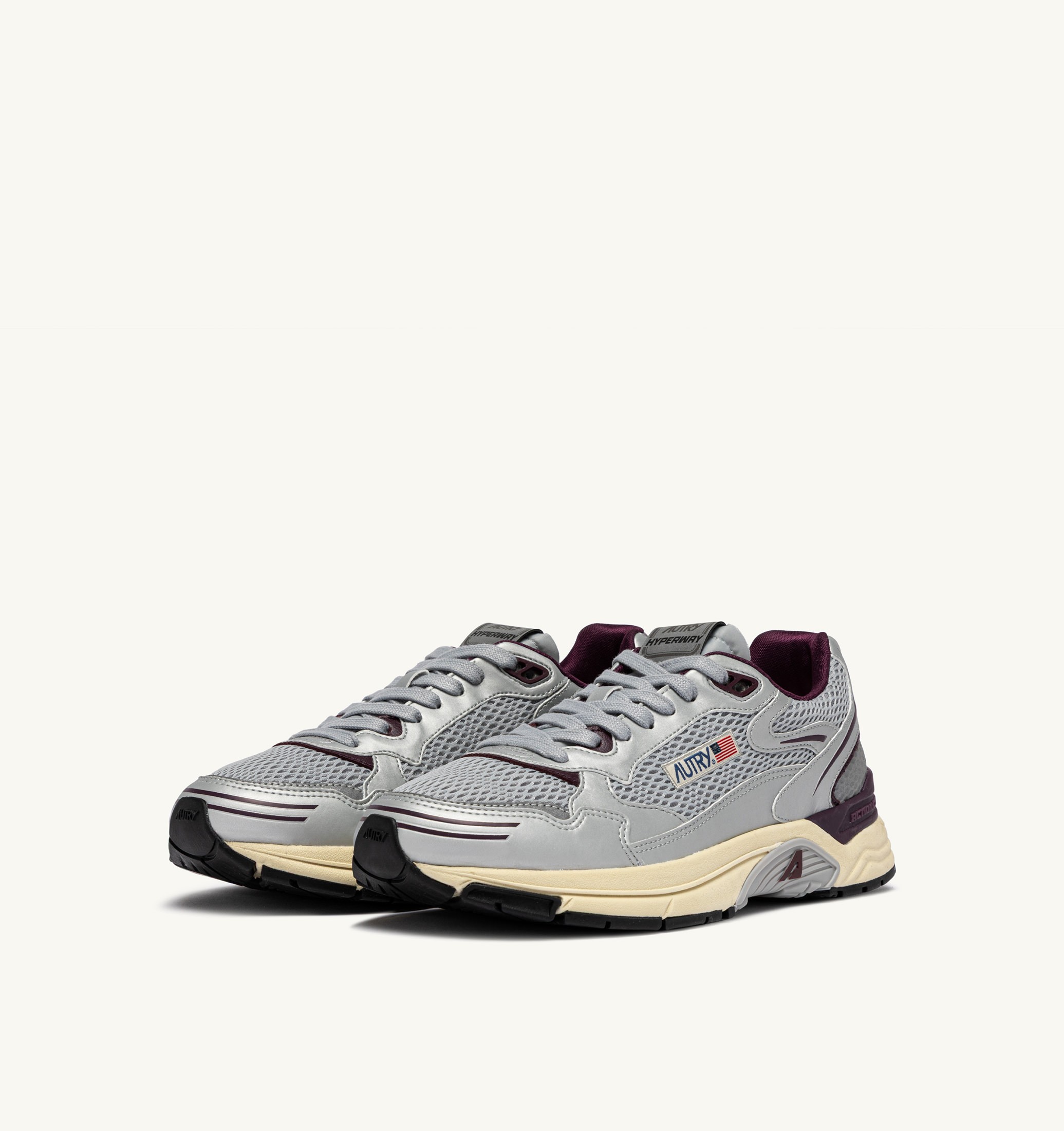 BASKETS HYPERWAY EN CUIR SYNTHÉTIQUE ET MESH ARGENT HARBOR MIST ET FIG
