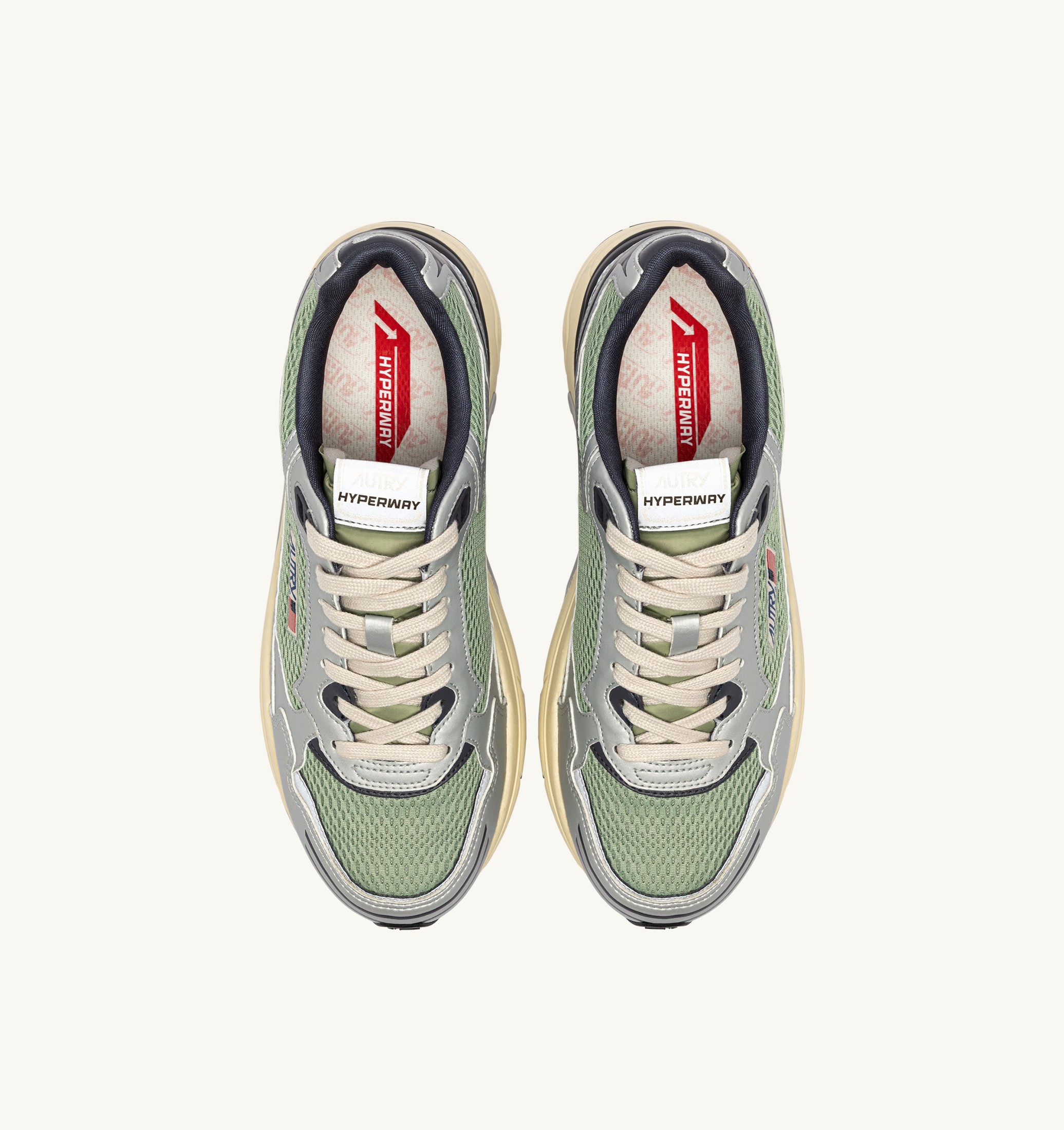 BASKETS HYPERWAY EN CUIR SYNTHÉTIQUE ET MESH ARGENT TEA ET BLAKENED PEARL