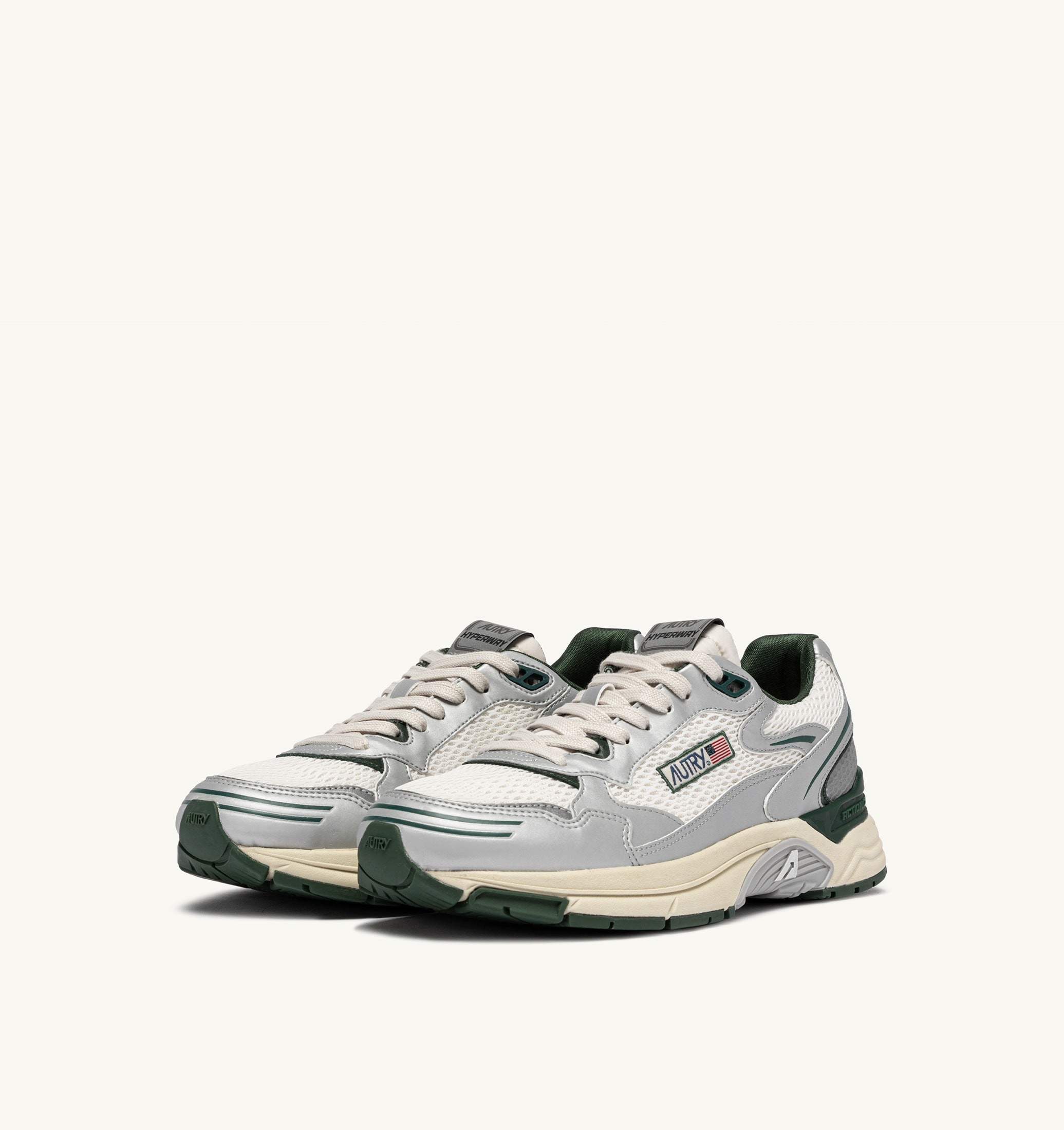 BASKETS HYPERWAY EN CUIR SYNTHÉTIQUE ET MESH ARGENT WHISPER WHITE ET MOUNTAIN