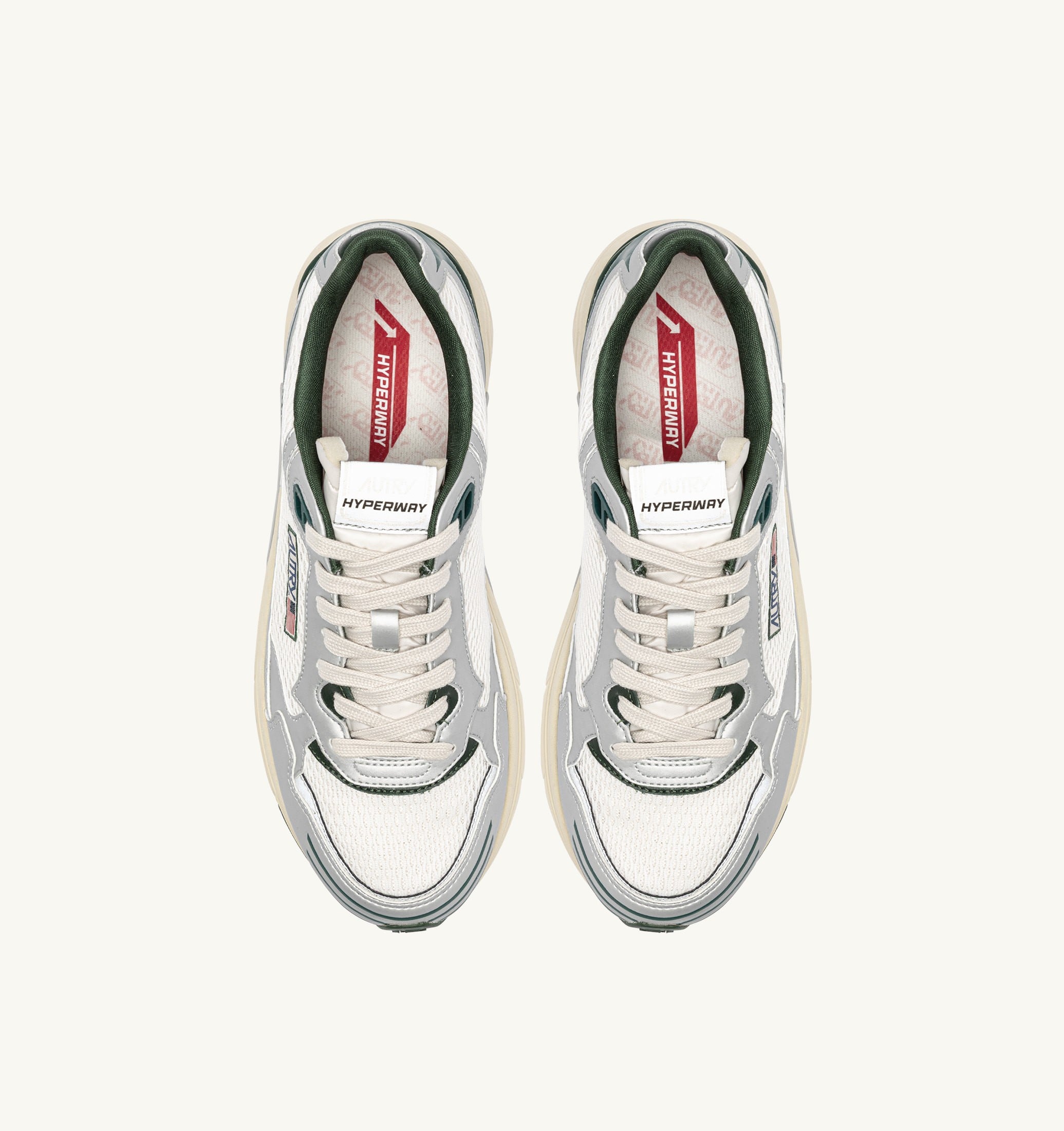 BASKETS HYPERWAY EN CUIR SYNTHÉTIQUE ET MESH ARGENT WHISPER WHITE ET MOUNTAIN
