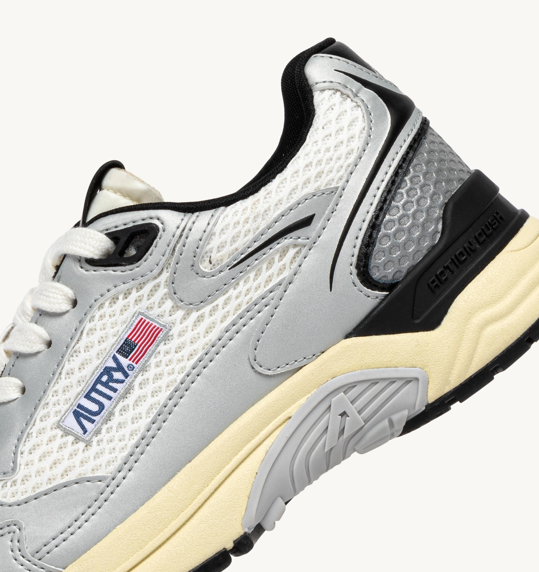 BASKETS HYPERWAY EN CUIR SYNTHÉTIQUE ET MESH BLANC ARGENT ET NOIR