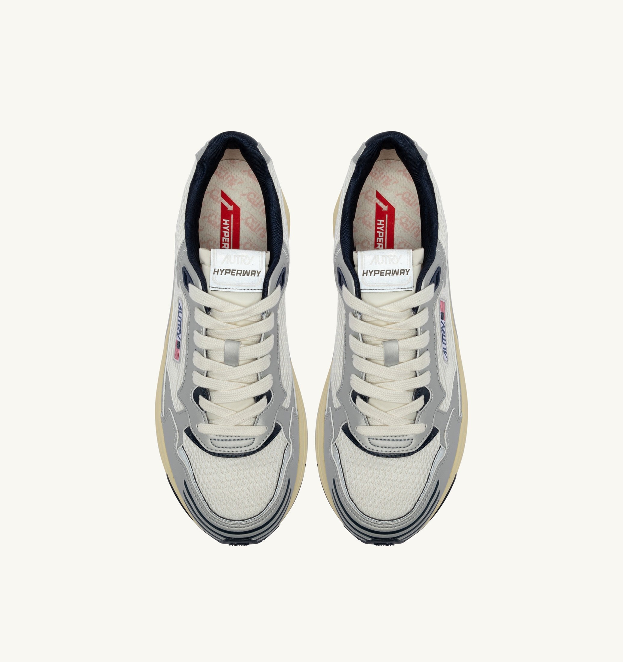 BASKETS HYPERWAY EN CUIR SYNTHÉTIQUE ET MESH BLANC ARGENT ET SPACE
