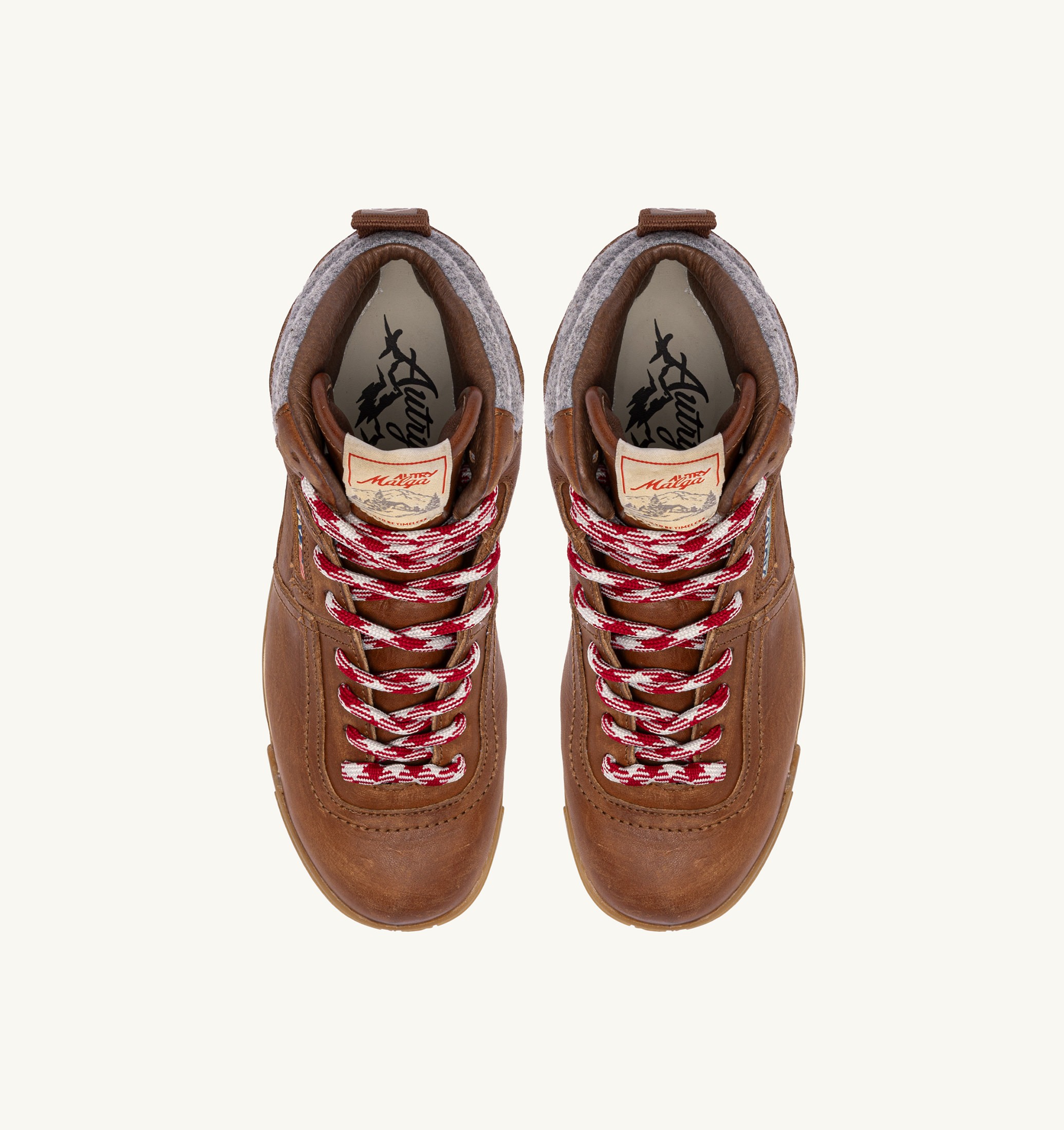 MALGA EN CUIR COLORIS FAUVE ET GRIS