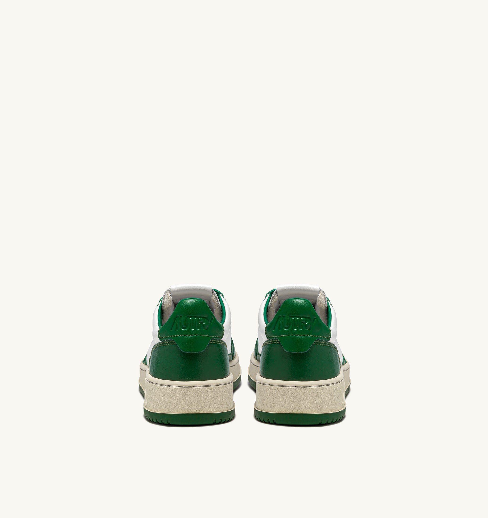 BASKETS MEDALIST LOW BICOLORE EN CUIR BLANC ET VERT
