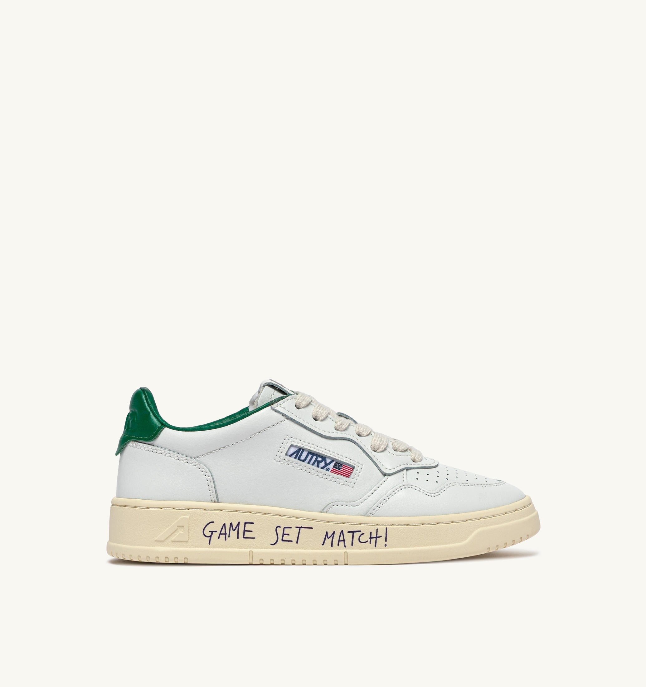 BASKETS MEDALIST LOW EN CUIR BLANC ET GREEN JACKET AVEC LETTERING