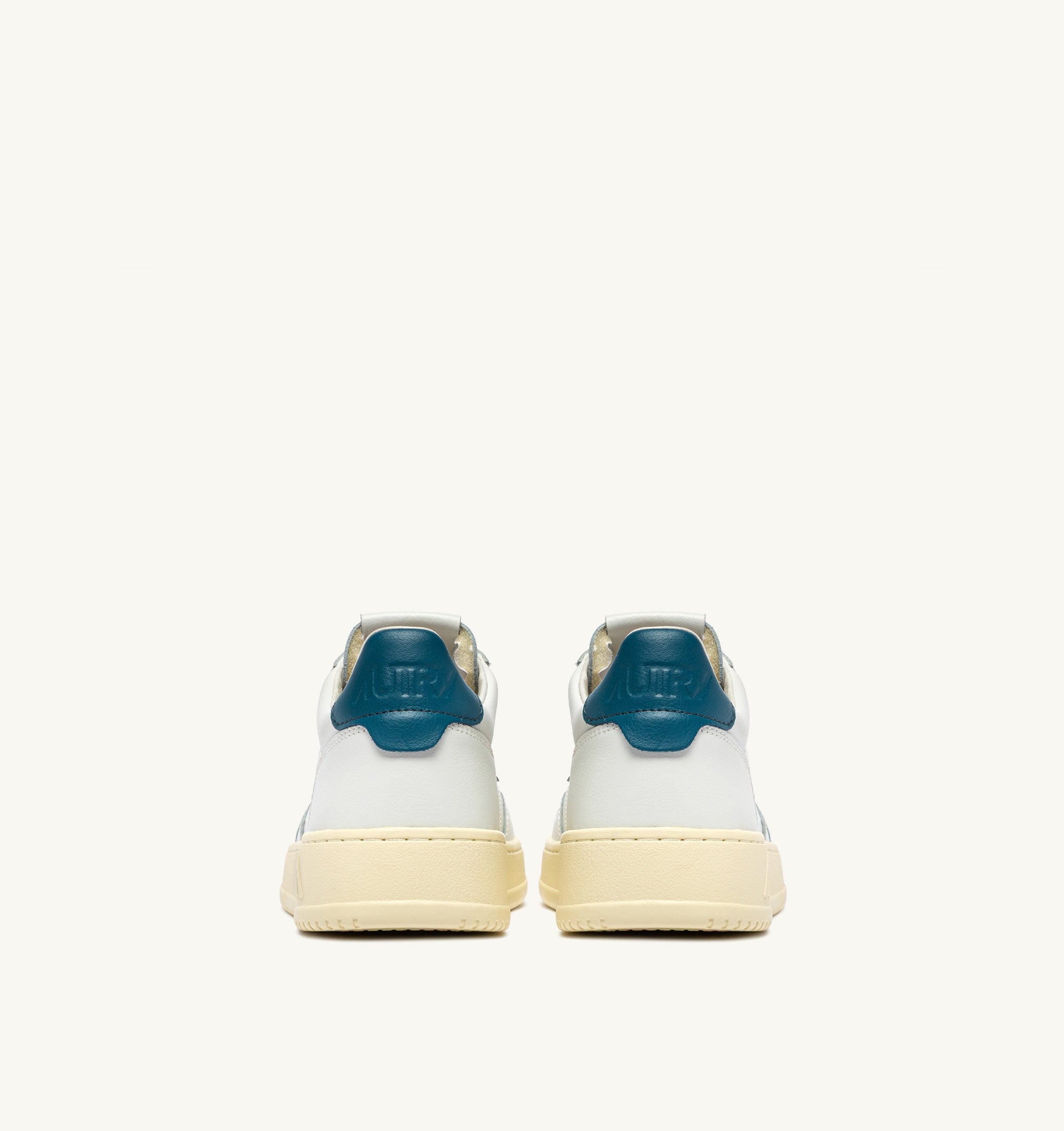 BASKETS MEDALIST LOW EN CUIR BLANC ET MALLARD BLUE