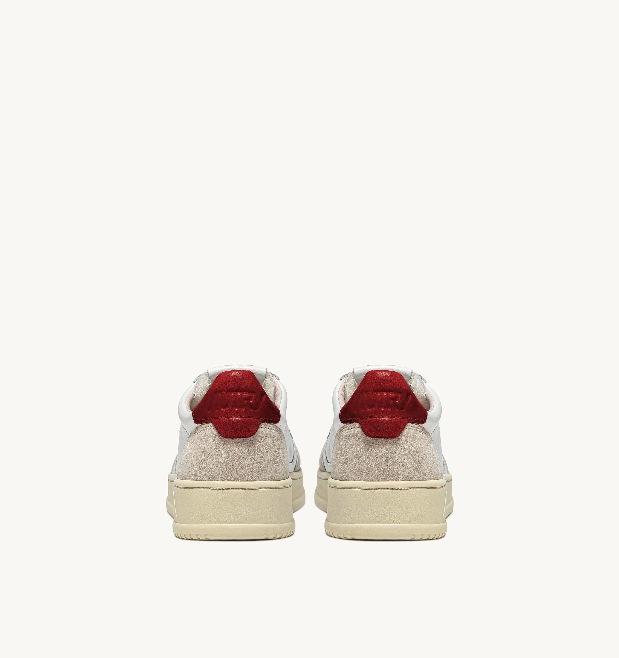 BASKETS MEDALIST LOW EN CUIR BLANC ET ROUGE ET DAIM BEIGE