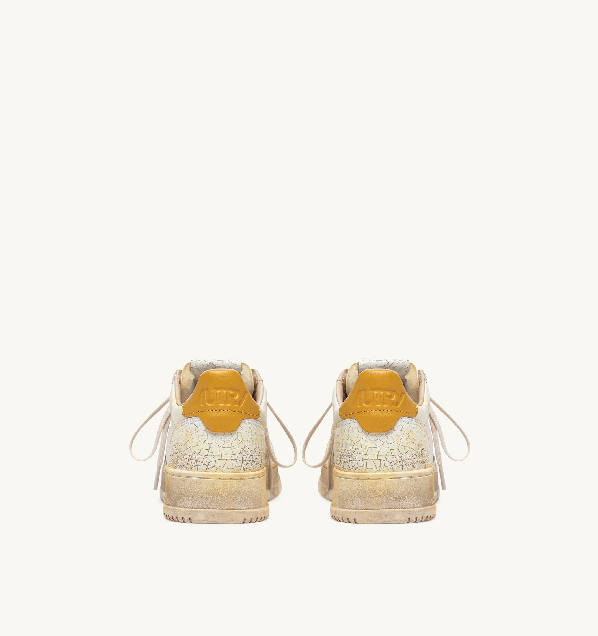 BASKETS MEDALIST LOW SUPER VINTAGE EN CUIR BLANC ET JAUNE