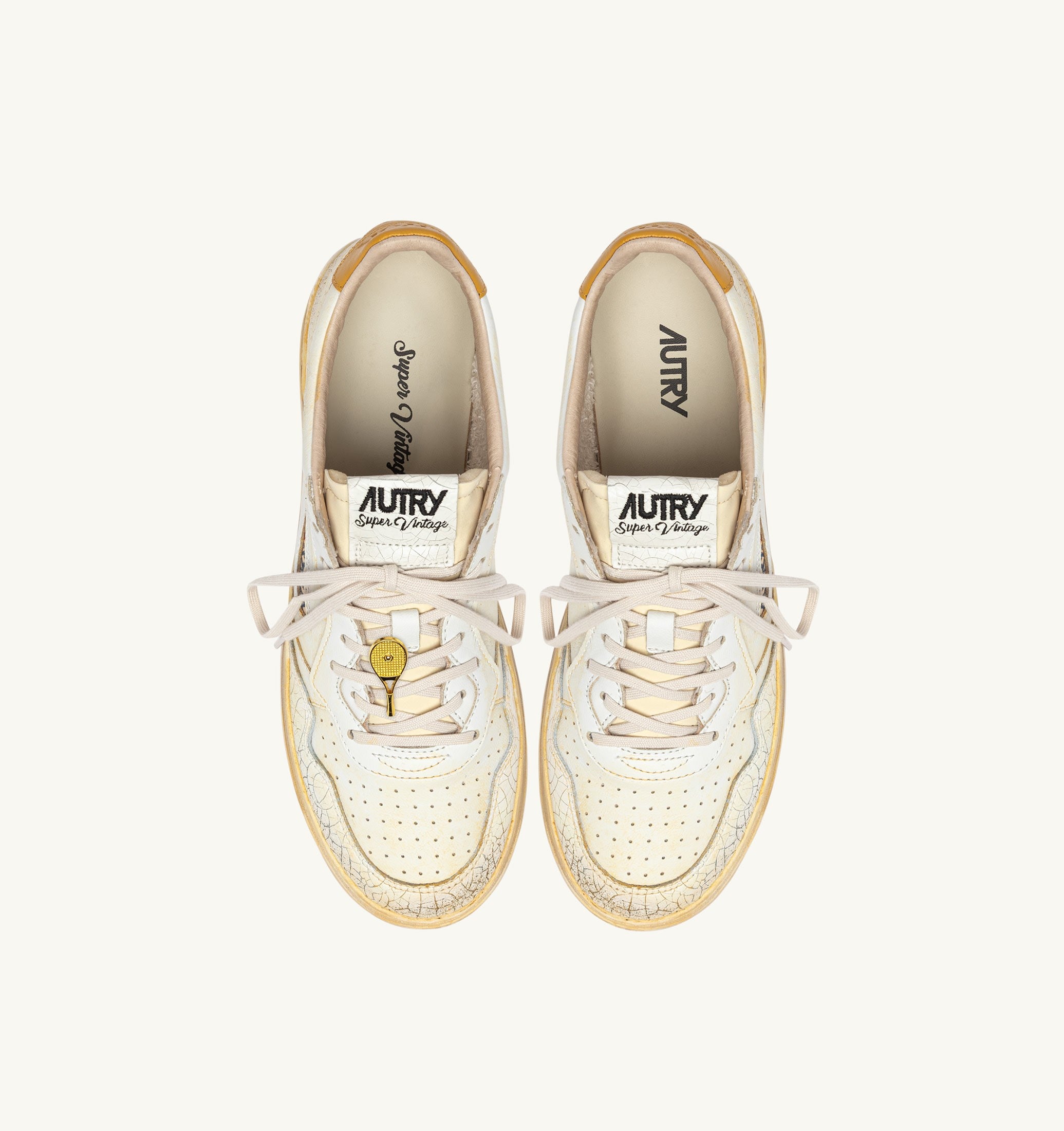 BASKETS MEDALIST LOW SUPER VINTAGE EN CUIR BLANC ET JAUNE
