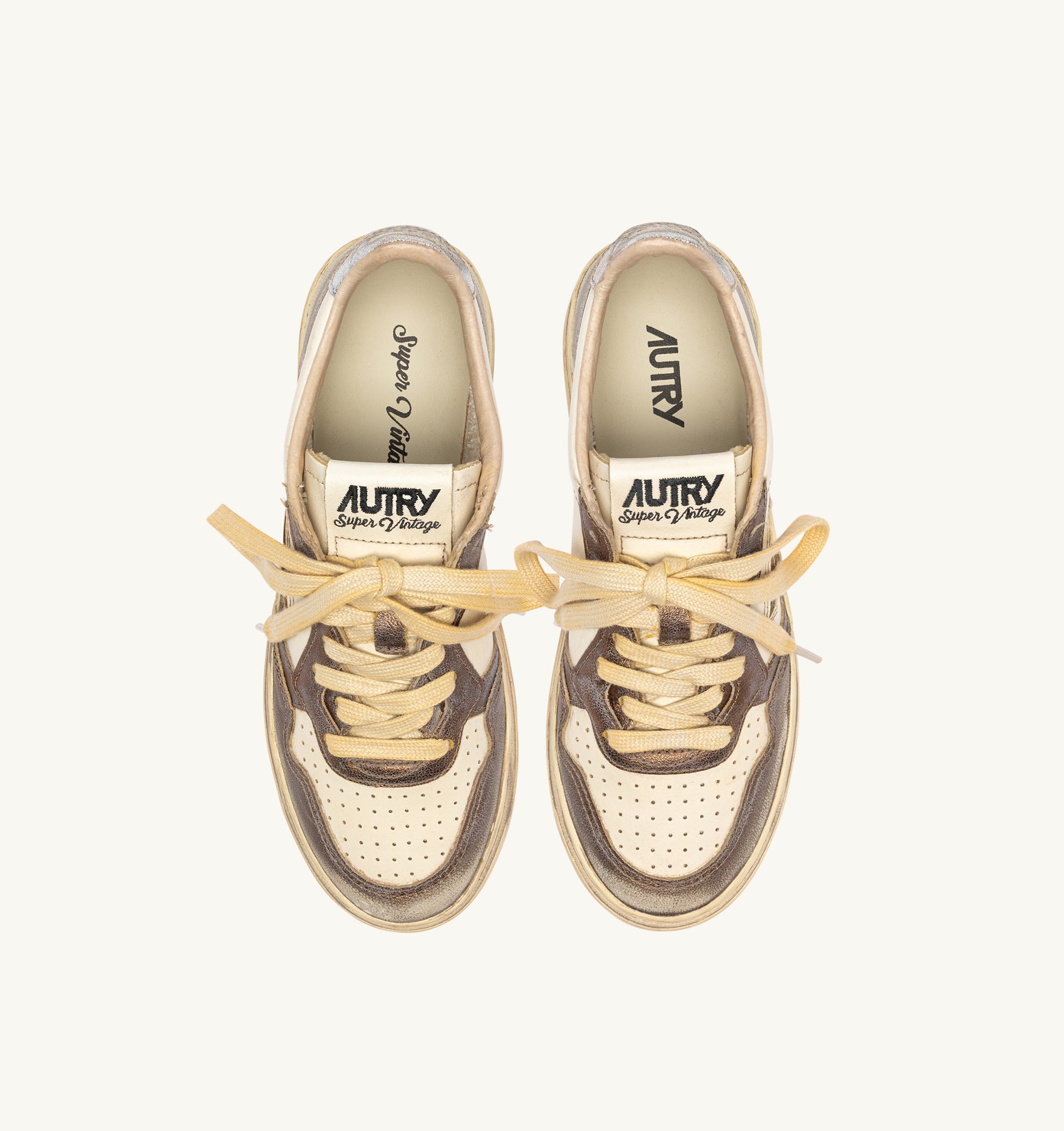 BASKETS MEDALIST LOW SUPER VINTAGE EN CUIR CHOCOLATE ET ARGENT