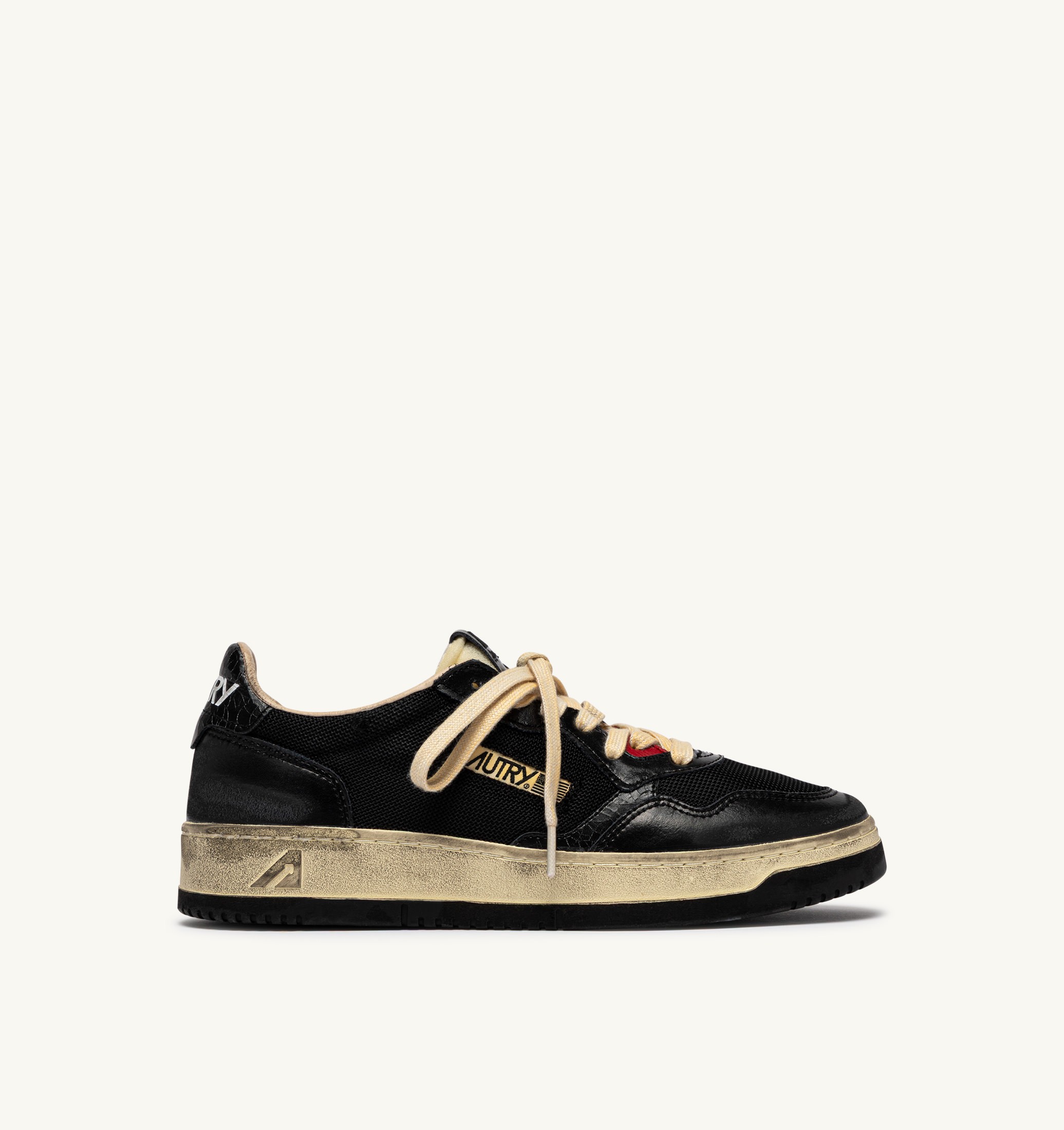 BASKETS MEDALIST LOW SUPER VINTAGE EN CUIR ET DRAGON MESH NOIR