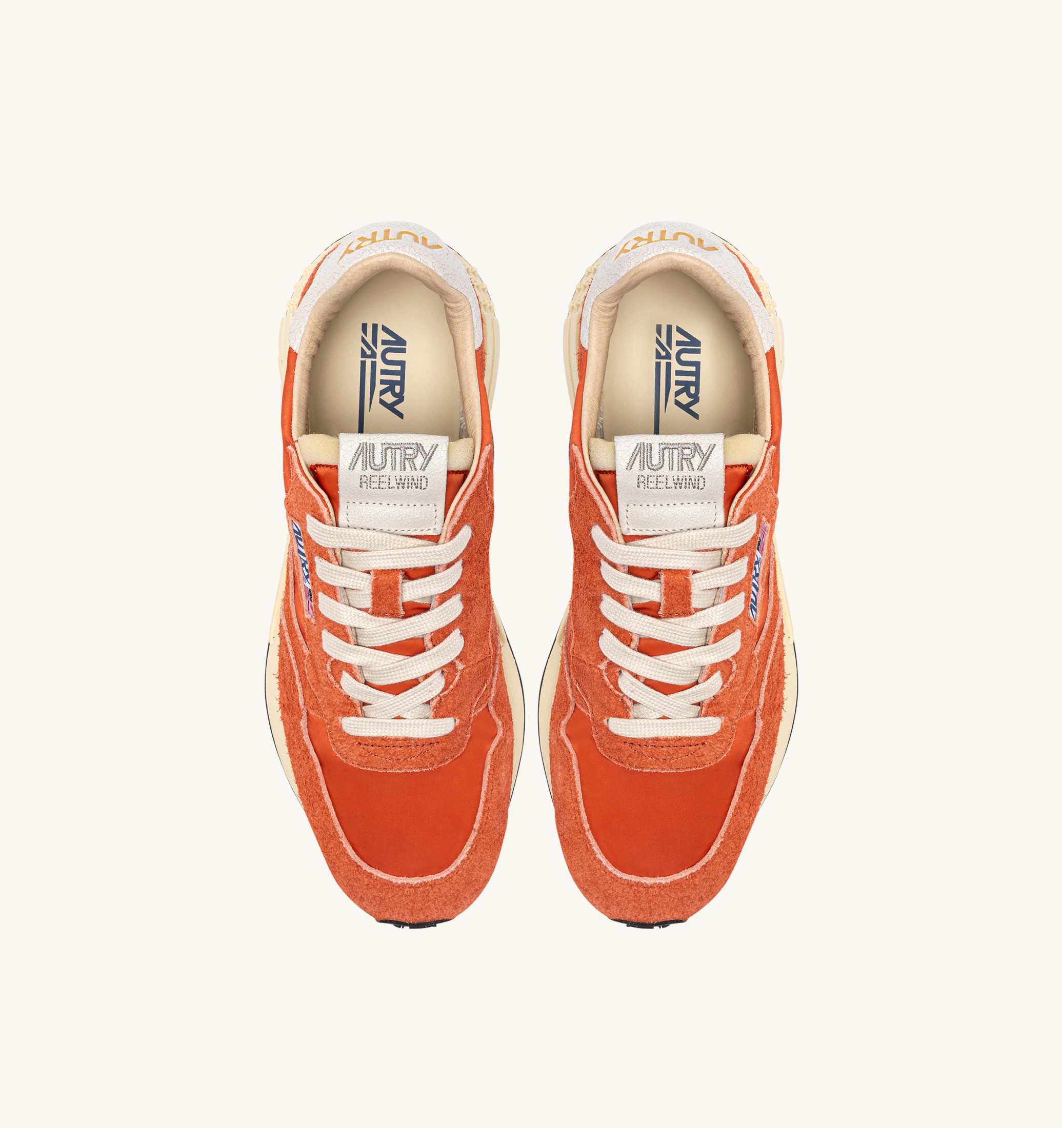 BASKETS REELWIND LOW EN NYLON ET DAIM BLANC ET ORANGE RUST
