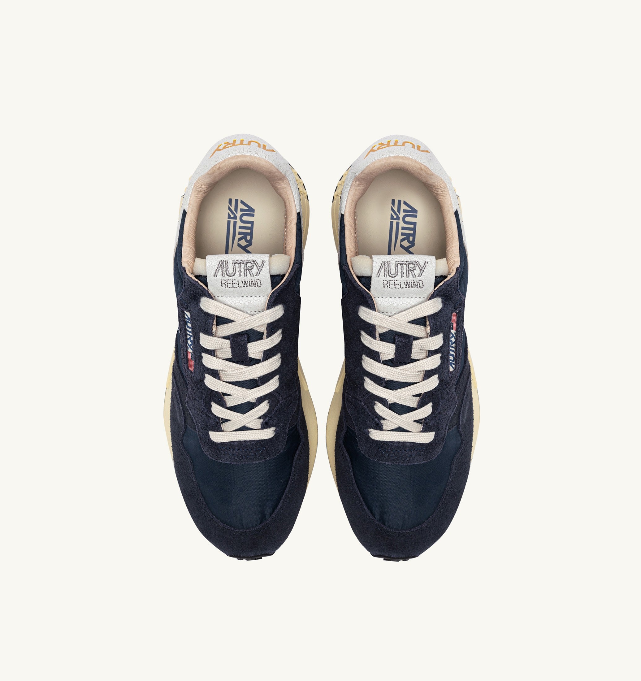 BASKETS REELWIND LOW EN NYLON ET DAIM BLUE SPACE ET BLANC