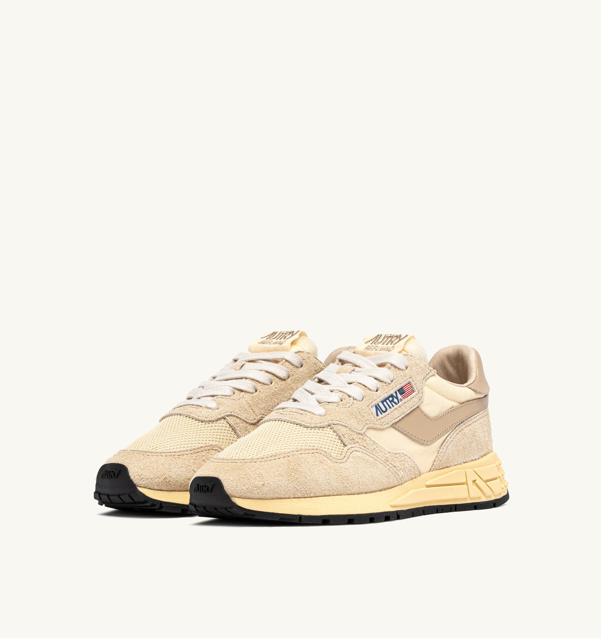 BASKETS REELWIND LOW EN NYLON ET DAIM ÉCRU ET WHITE PEPPER