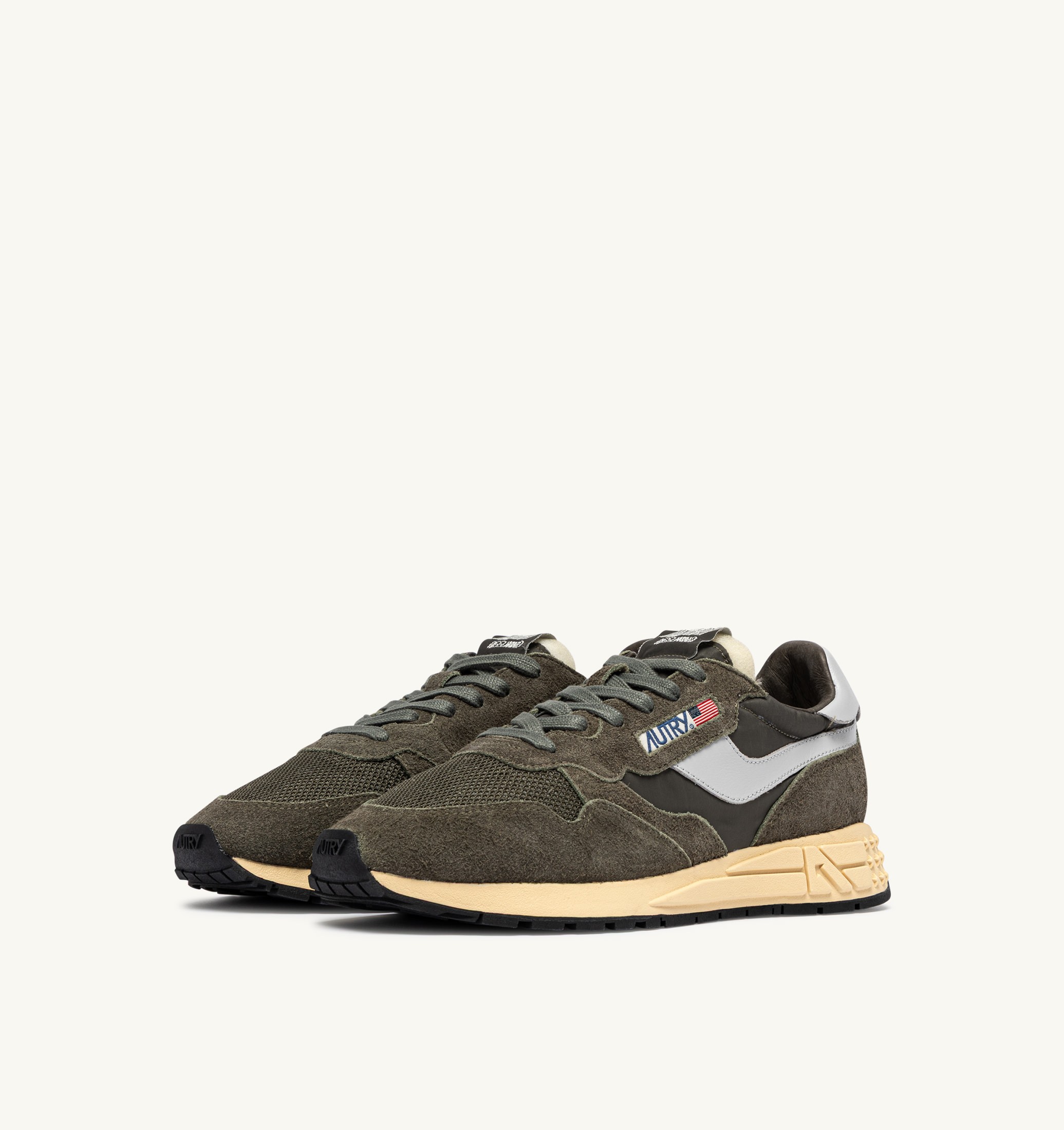 BASKETS REELWIND LOW EN NYLON ET DAIM OLIVE NIGHT ET HARBOR MIST