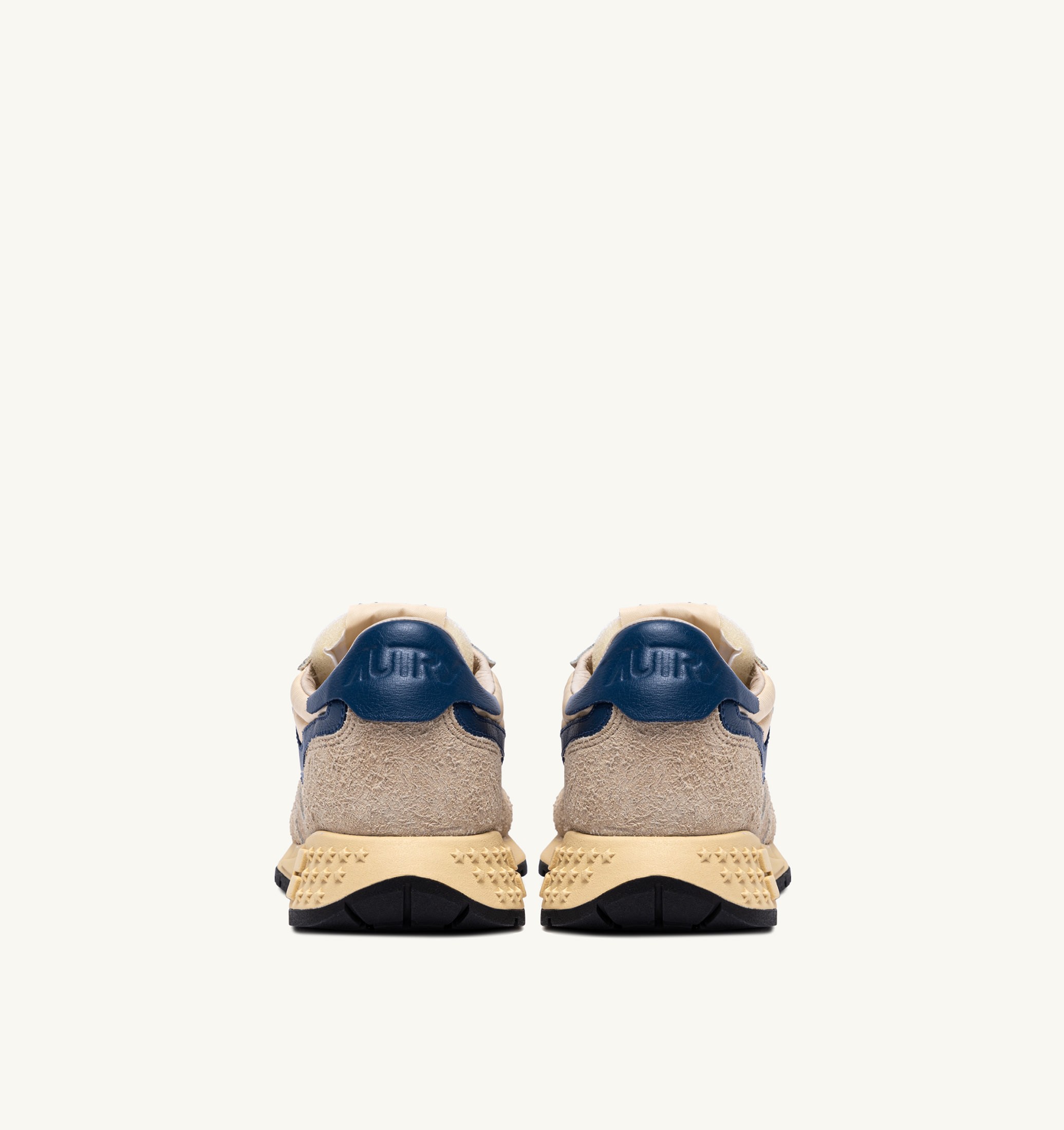 BASKETS REELWIND LOW EN NYLON DAIM ET CUIR ÉCRU ET ENSIGN BLUE