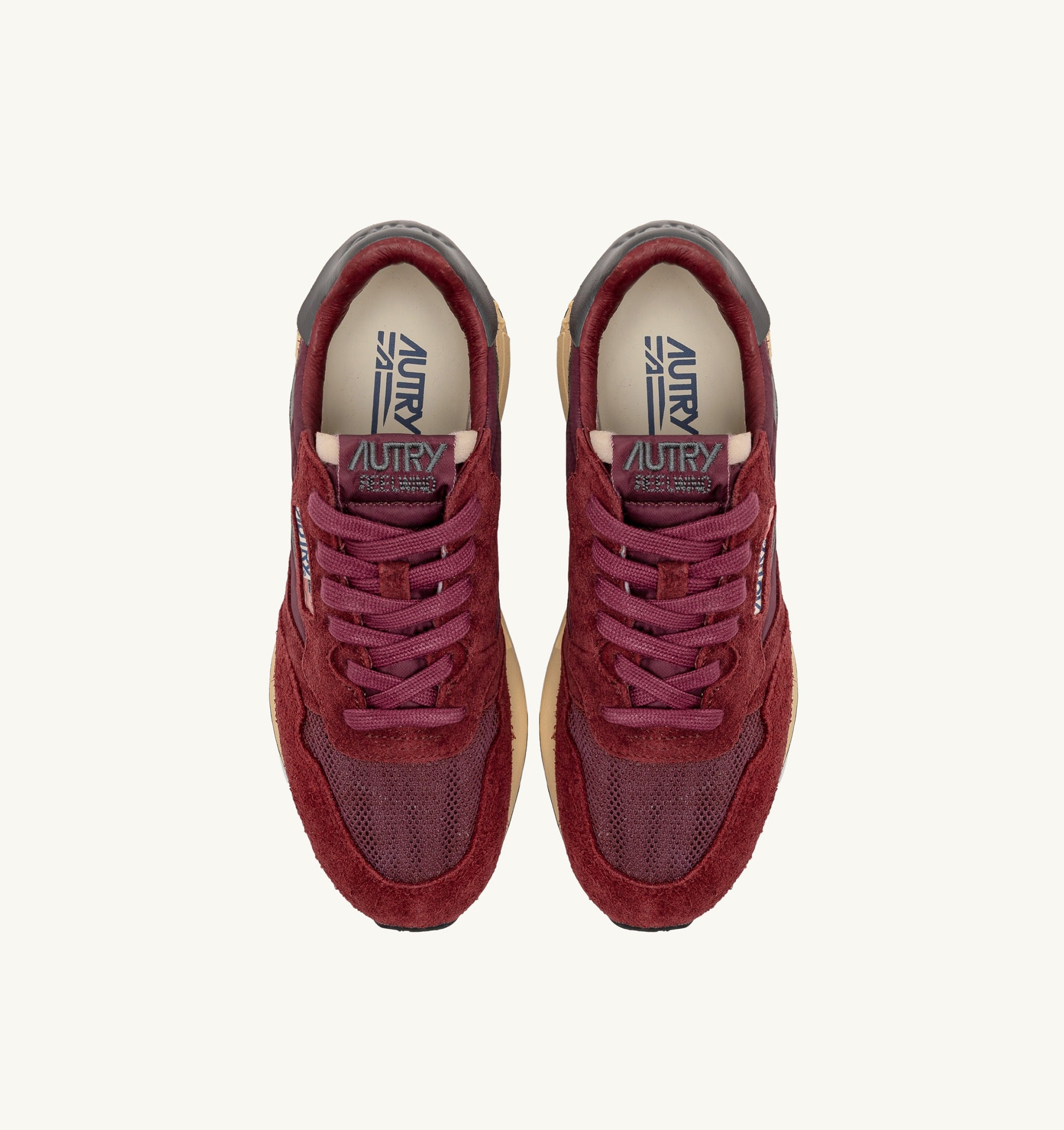 BASKETS REELWIND LOW EN NYLON DAIM ET CUIR ROUNGE ET CORDOVAN