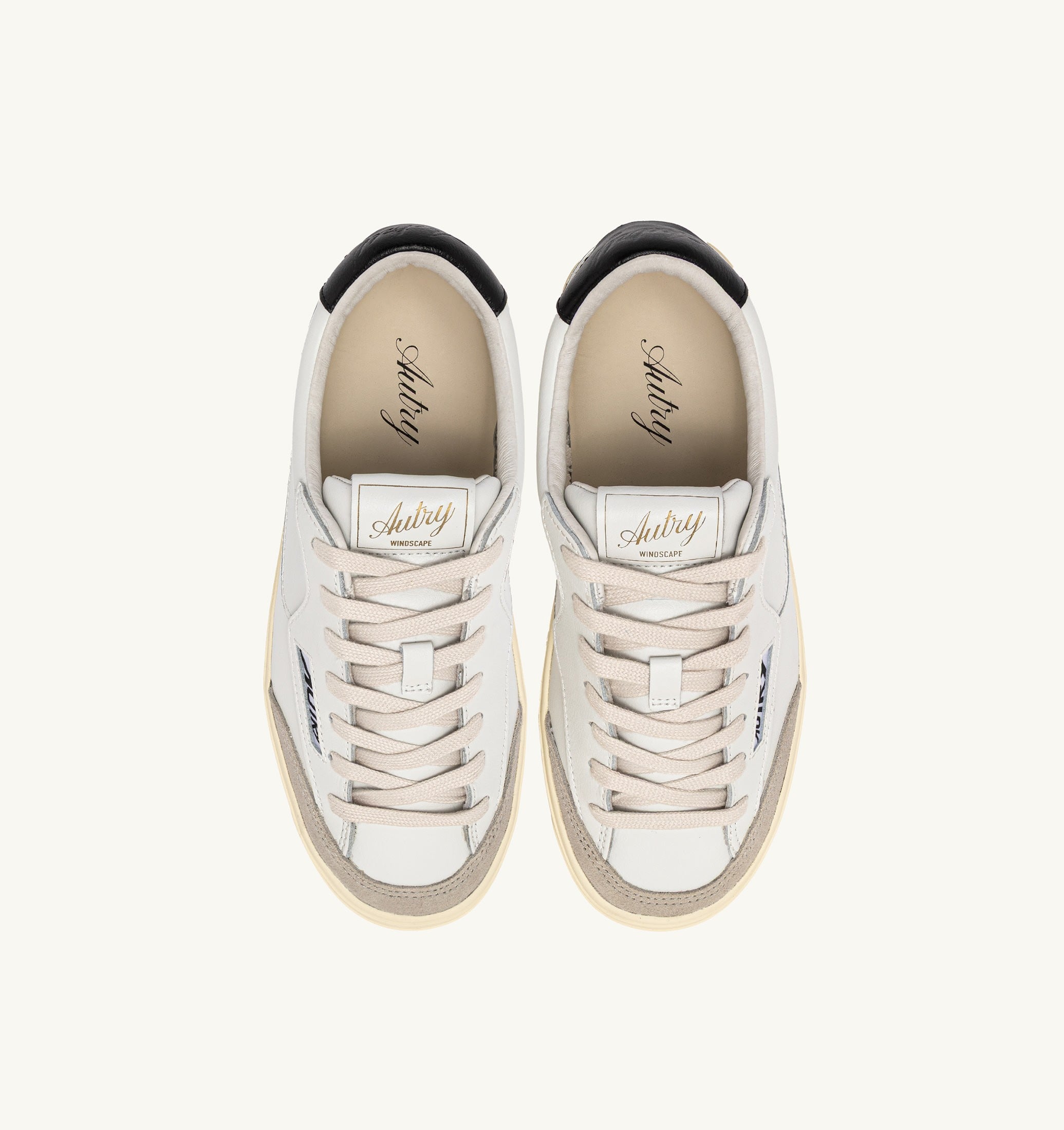 BASKETS WINDSCAPE LOW EN CUIR BLANC ET NOIR