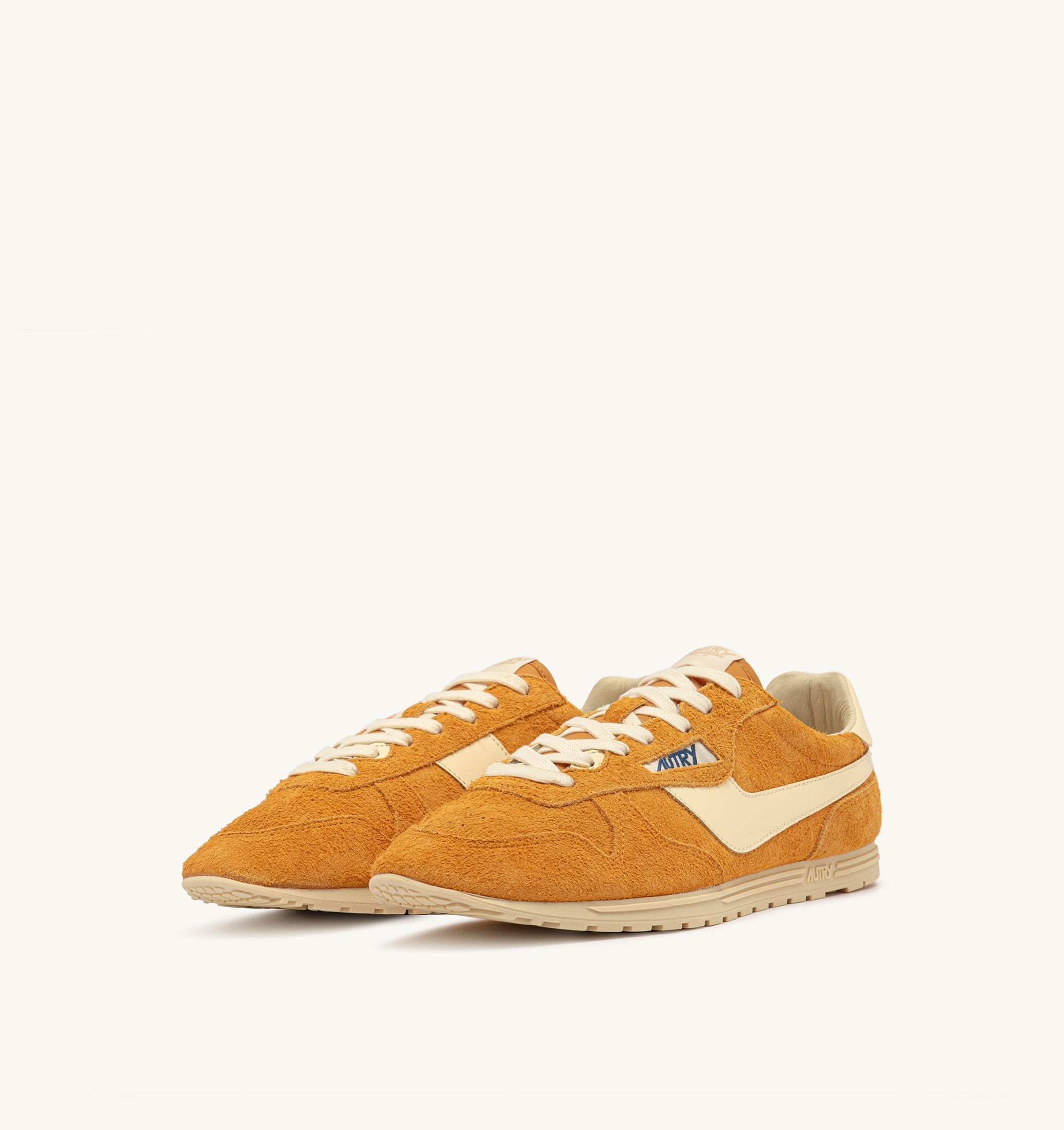 BASKETS WINDSPIN EN DAIM ET CUIR CADMIUM ET RUTABAGA